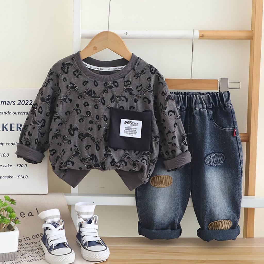 Детский повседневный комплект с длинным рукавом, удобные наряды для повседневной носки