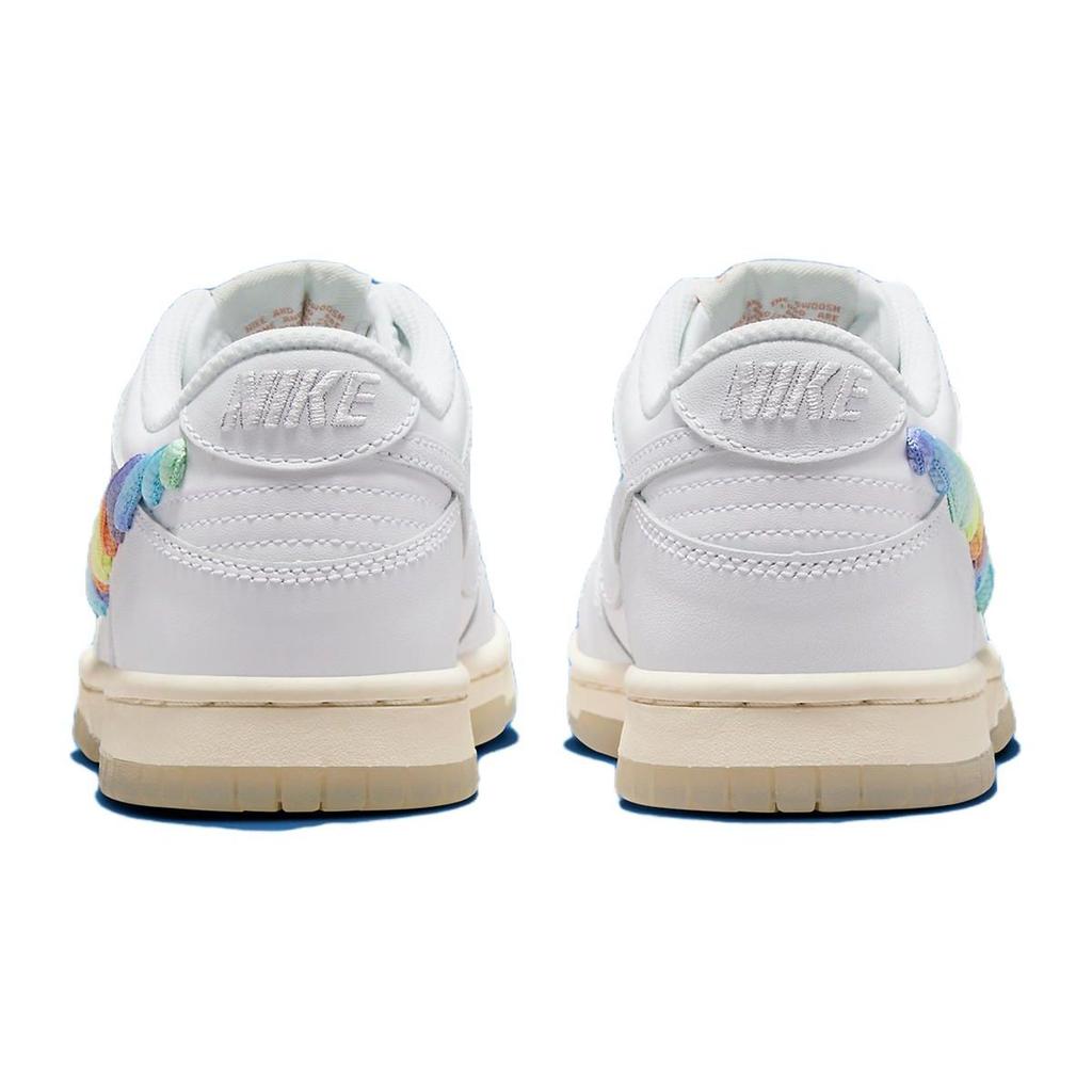 Nike Детские кроссовки Dunk Low PS с радужным кружевом и галочкой, белые многоцветные, темно-пони, FN4862-100