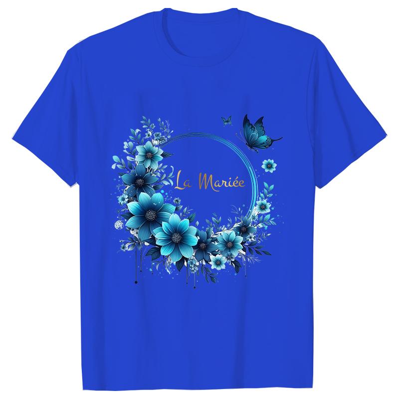 Team Bride Top Future Bride Tshirt Bridal Shower Wedding Bachelorette Party EVJF Flower Wreath Tees for Women Single Farewell