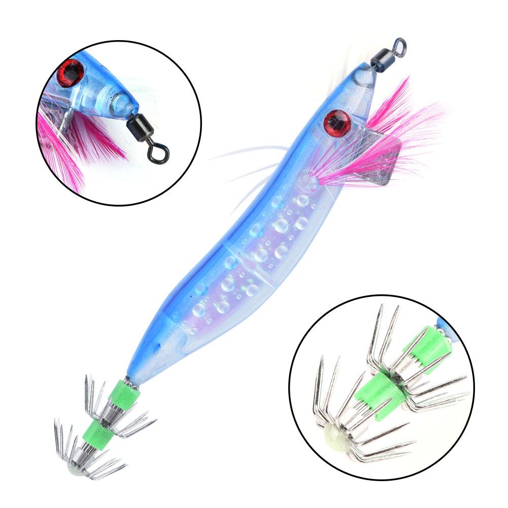 5PCs Artificial Simulation Luminous Fish Squid Jigs Hard Fishing Lures Shrimp Baits Hook