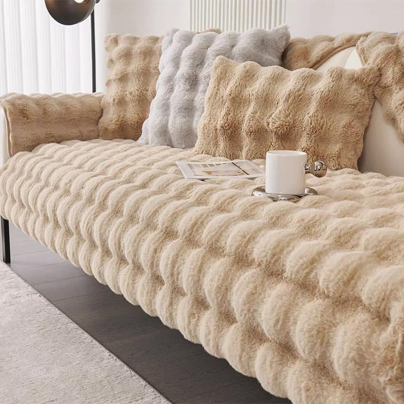 Universal Square Shape Plush Sofa Cover Thicken Rabbit Sofa Towe Winter for Living Room L Non-slip Sofa Mat Sofa Blanket Couch Cushion
