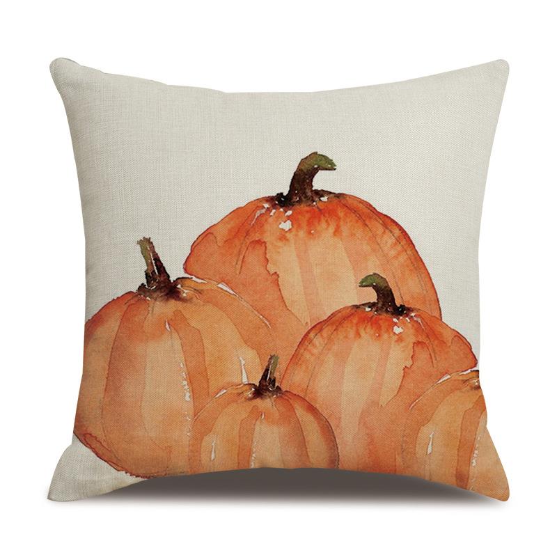 Подушка из льна на День благодарения, осенняя наволочка с принтом тыквы