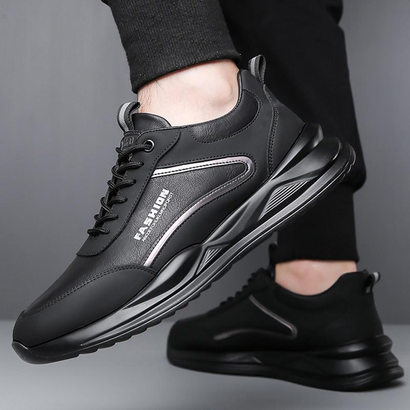 Модные новые мужские деловые кожаные кроссовки, водонепроницаемые повседневные туфли с круглым носком, легкие мужские туфли с мягкой подошвой, нескользящие, для ходьбы на открытом воздухе
