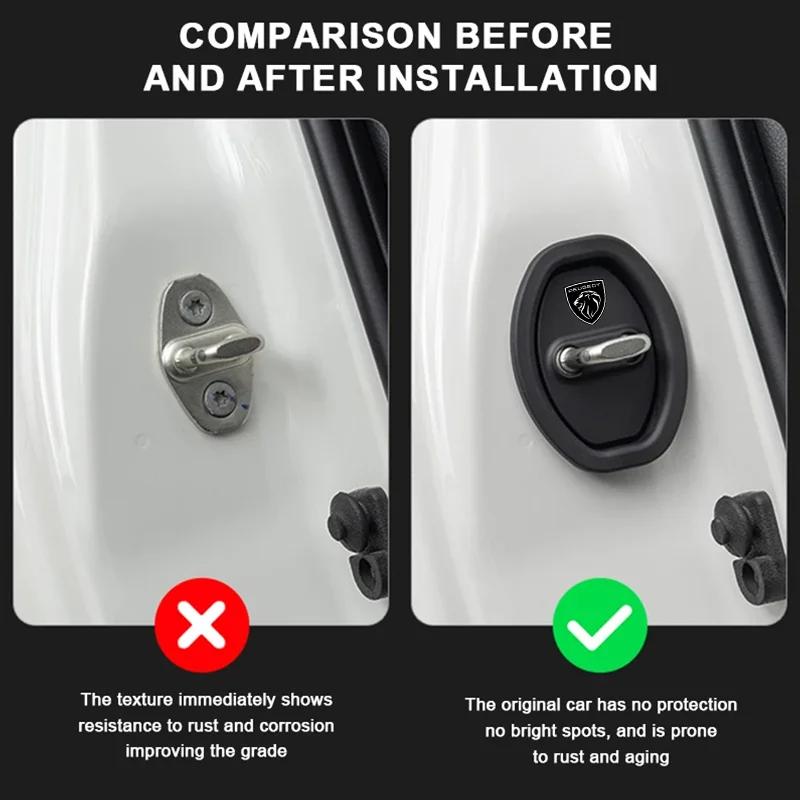 2/4Pcs Silicone Car Door Lock Cover Protective Decoration Case For Peugeot 408 4008 308 3008 Rifter 5008 508 2008 208 301 407