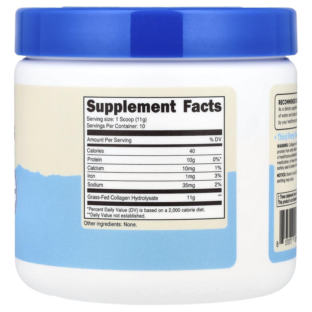 Grass-Fed Collagen Peptides, Unflavored, 113G (4Oz)