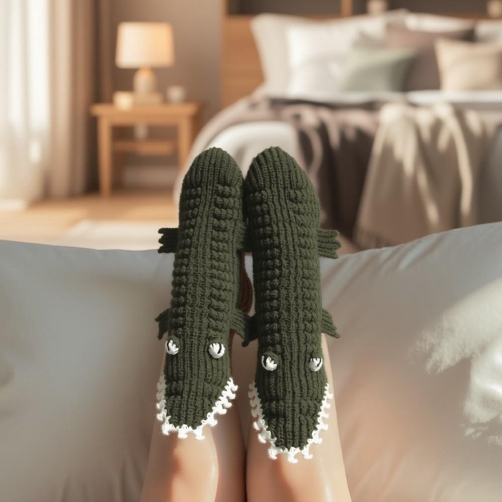 Unisex Crocodile Socks Knitted Funny Socks Creative Novelty Animal Socks Christmas
