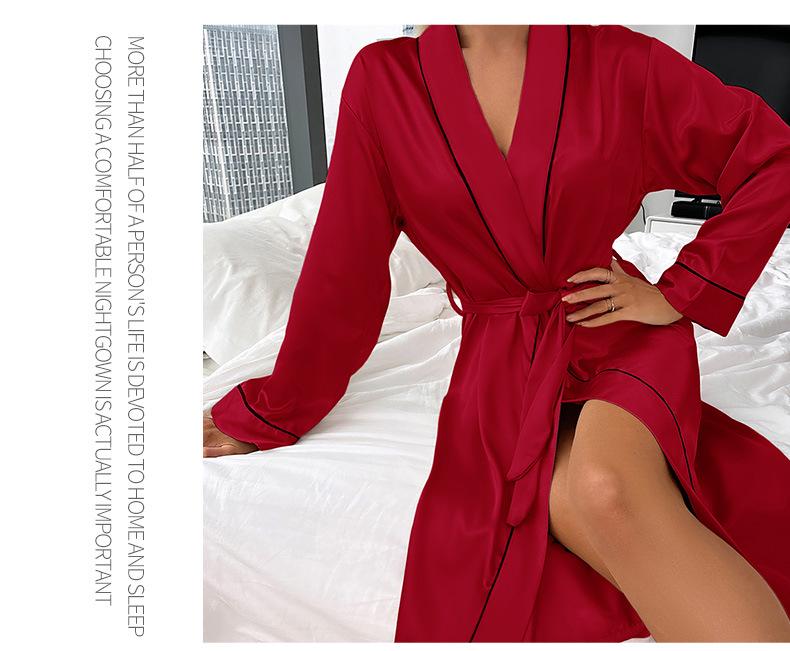 Сексуальный женский халат с длинным рукавом для весны/лета: Элегантная, Высококачественная Пижама и Домашняя Одежда