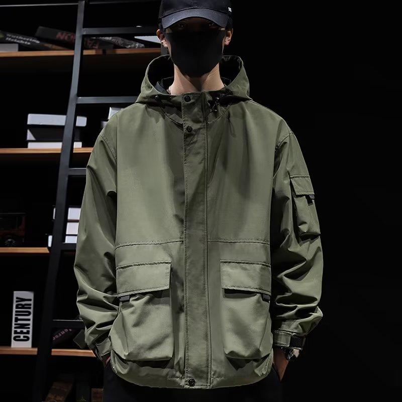 Мужская водонепроницаемая и ветрозащитная альпинистская куртка с капюшоном - Легкая, осенняя, однослойная, для повседневной носки на открытом воздухе