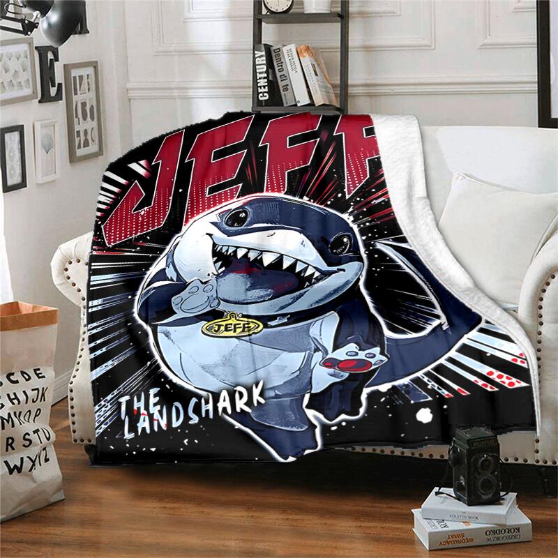 1pc Blanket Jeff the Land Shark2 Print Design, Lightweight Blanket for Sofa, Bed- Soft &Warm, Gift for All Seasons like Christmas, Halloween