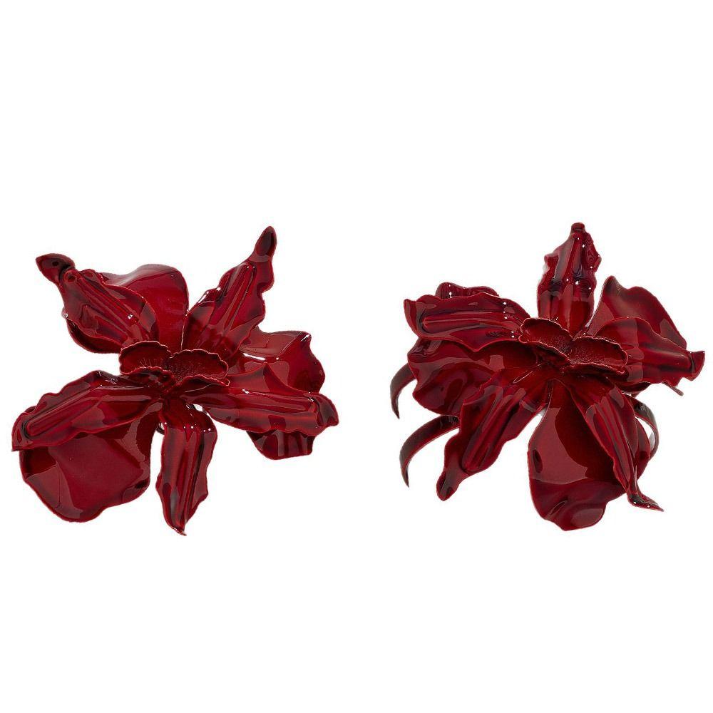 Роскошные большие серьги-цветы, ожерелье с красным цветком, браслет, кольца, ювелирные аксессуары