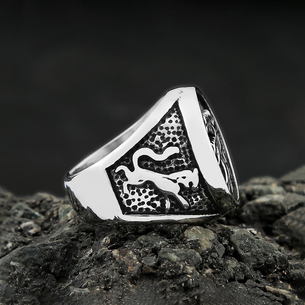 Vintage Vikings Stainless Steel Wolf Ring For Men Biker Ice Wolf House Stark Winterfell Animal Ring Nordic Fashion Jewelry Gifts