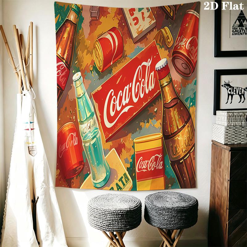 Retro Cocacola Wall Tapestry Tapestry Wallmounted Background Cloth Homestay Soft Decoration Tapestry Home Decor Background Wall Hanging Cloth