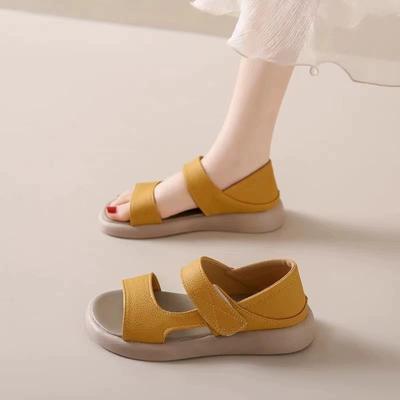 Модные простые открытые носки с круглым носком и толстой подошвой, один ремешок, два вида ношения, пляжные сандалии для женщин