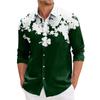 Мужская весенняя повседневная свободная рубашка с длинным рукавом с принтом Мужская рубашка