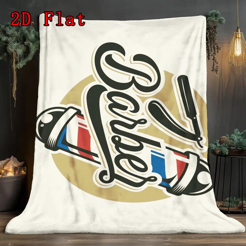 Barber shop 2D Flat Pattern Flannel Blanket High quality All Seasons Warmth and Comfort Perfect for Christmas Gifts.MMT0918408