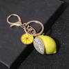 1pc Cute Rhinestone Lemon Shaped Keychain Colorful Fruit Metal Lemon Slice Key Chain Accessory Gift For Mom Friends Lightweight Luxury Accessory