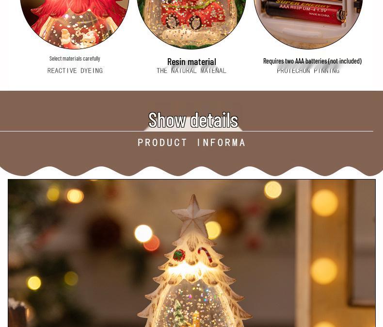 Рождественская елка Светящийся хрустальный шар Украшение – Настольный светящийся ночник с эффектом снегопада