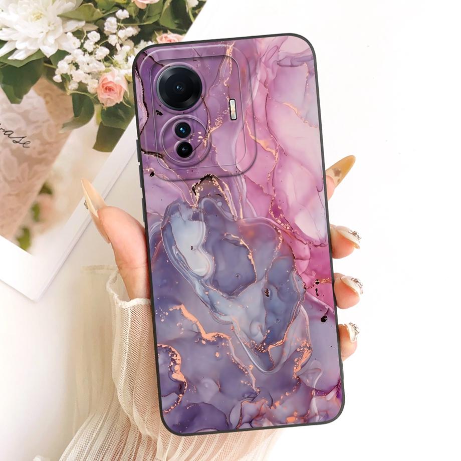 Soft Silicone Funda For Vivo S15e Vivo T1 T1Pro 5G IQOO Z6 Pro Phone Case Vintage Starry Cherry Bow Print Daisy Bumper Anti-fall