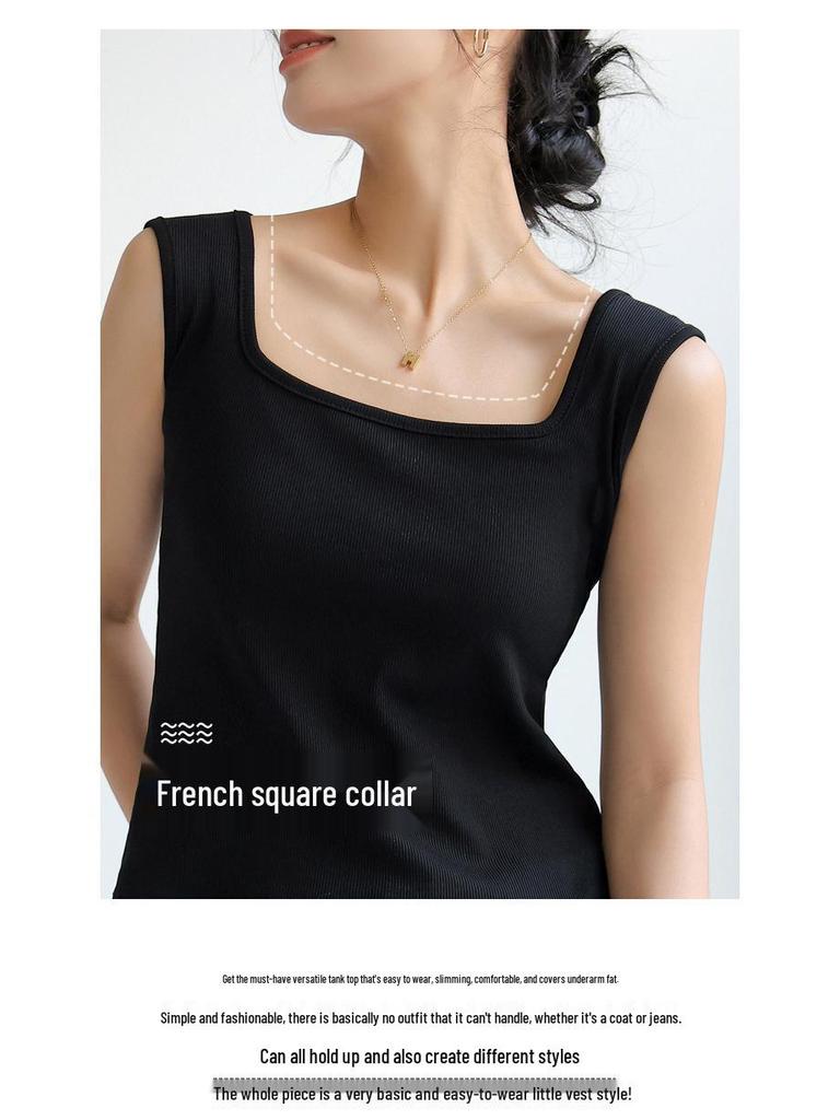 Женская летняя майка без рукавов с квадратным вырезом - Свободная, универсальная и легкая майка