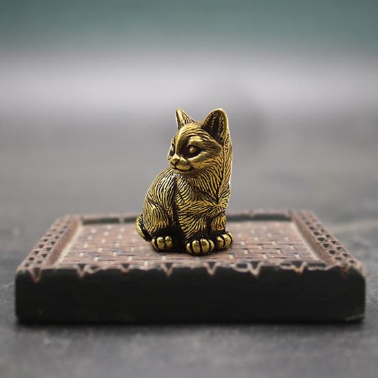 Ретро фигурки кошек, маленькая медная статуя кошки, украшение, модель животного, фигурка, игрушка для домашнего декора комнаты, стола