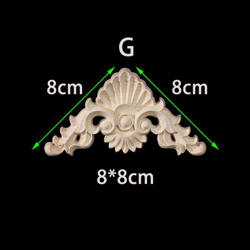 Unpainted Wood Carved Decal Corner Onlay Floral Appliques for Furniture Home Decoration Accessories Figurines for Decor Flowers