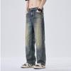 Новые летние джинсы мужские прямые зауженные старые ретро брюки мужские брюки