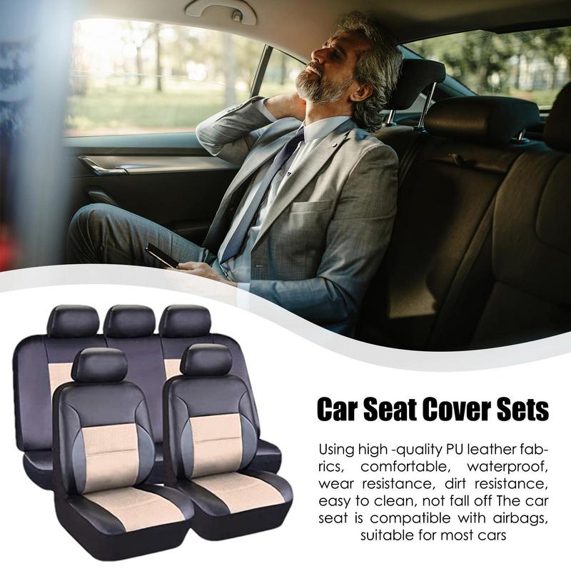 Комплект чехлов для автомобильных сидений, чехлы из искусственной кожи, совместимые с чехлами для подушек безопасности, для защиты автомобильных сидений и аксессуаров для салона автомобиля