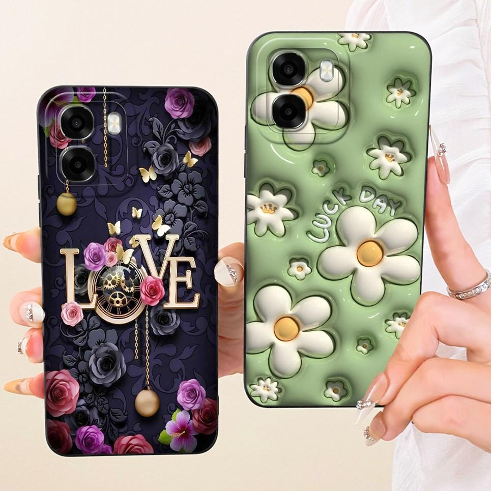 Liquid Silicone Back Cover For Oppo A6t Pro 4G 5G CPH2847 CPH2849 Phone Case Luxury Girly Flower Butterfly Bow Painting Casing