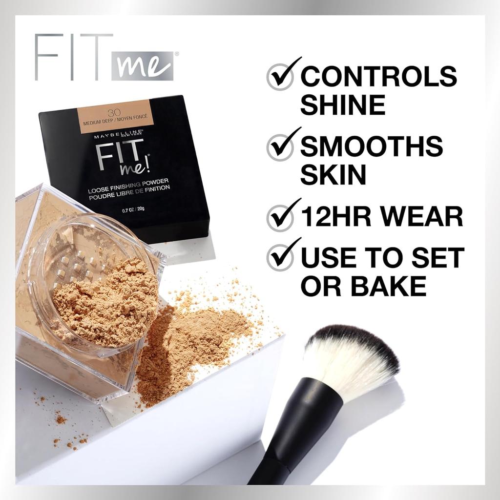 Maybelline New York Fit Me Рассыпчатая пудра для фиксации макияжа 25 Средний 20 г Контроль блеска Минеральная косметика Фиксирующая пудра Для гладкого естественного вида