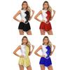 Женское блестящее платье для фигурного катания с пайетками, Color Block, пэчворк, без рукавов, костюм для выступлений