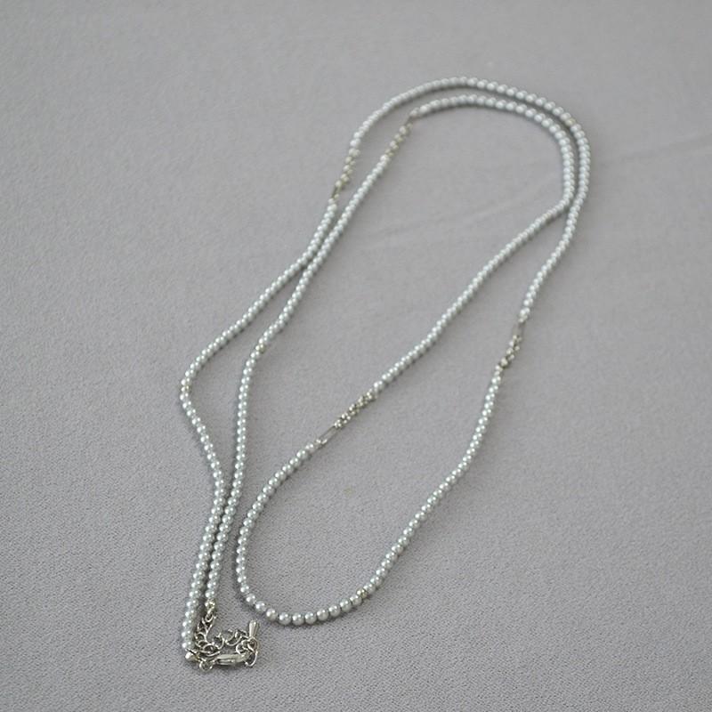 French Style Minimalist Pearl Chain Layered Long Necklace Women Winter Sweater Jewelry