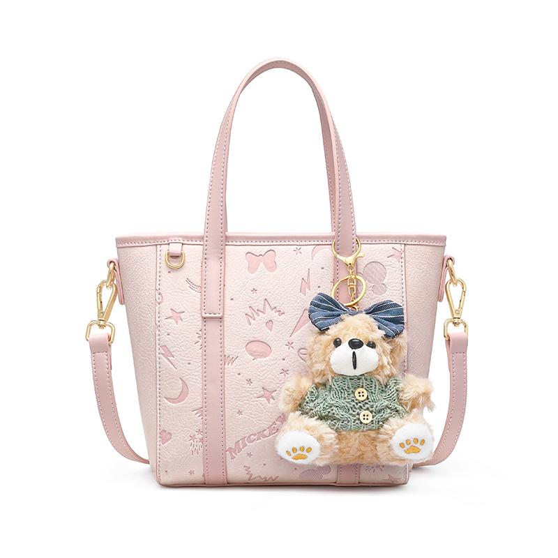 New Disney Mickey PU Tote Shoulder Bag Regular Women's Pink/Ecru DHB41216-A