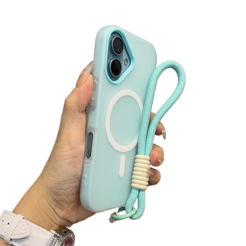 Новый 3 В 1 со шнурком Чехол для Magsafe для iPhone 17 16e 16 15 14 Plus 13 11 12 Pro Max Магнитная беспроводная зарядка Матовый чехол