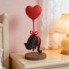 Фигурка You Sheng "Милый кот с красным шаром-сердцем", 3D-печать, Романтичное сердце любви, Статуэтка котенка для декора стола, полки, Подарки для любителей кошек