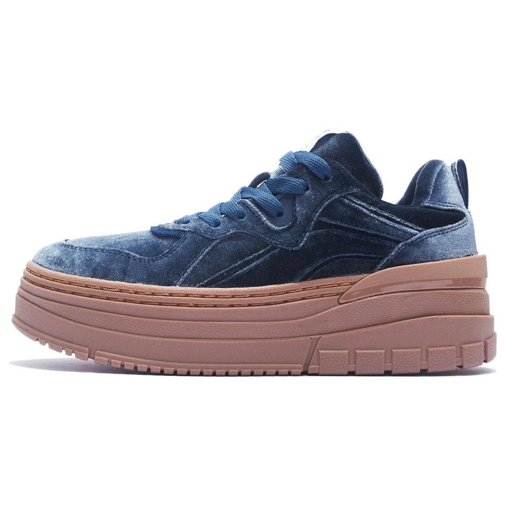 Li Ning We I Platform Fabric Suede Non-Slip Wear-Resistant Lightweight Increased Height Low-Top Sneakers Women Sneakers Mist-Blue AGCS302-1