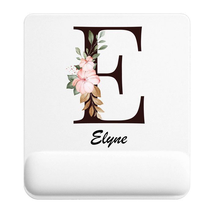 Tapis de souris - PLANETEE - Elyne Lettre Fleur - 22×18 cm - 3 mm - Surface lisse anti‑dérapante