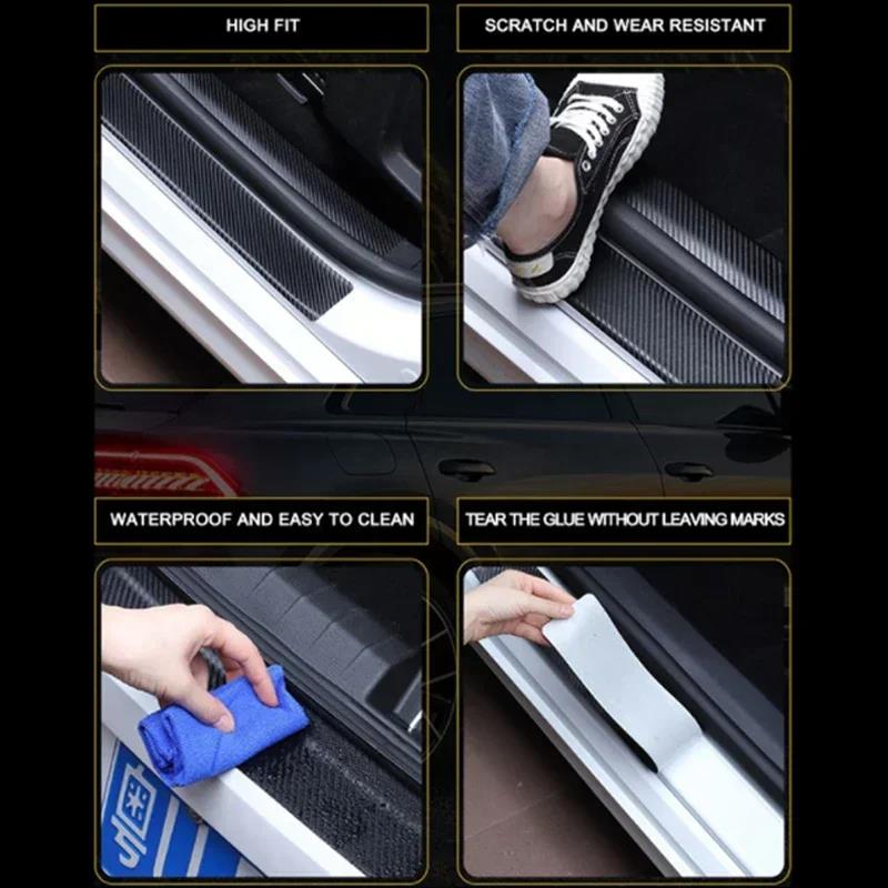 Car Threshold Protective Decals Door Sill Trim Sticker Scuff Scratch for T-ROC Jetta Polo TSI Badge Trunk Bumper Strips Interior Mirrors 6