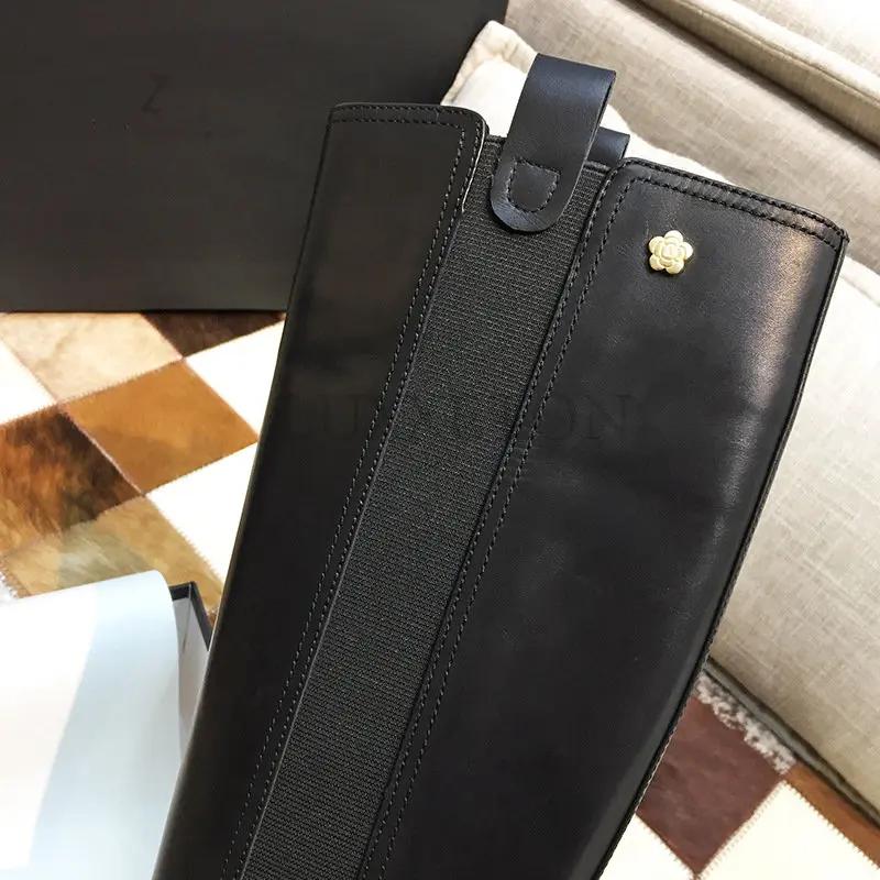 Женские ботинки челси из натуральной кожи, кожаные туфли до колена на каблуке, повседневные женские носки, туфли на платформе, весна-зима, сапоги до колена