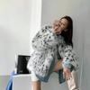 Женский вязаный кардиган с пятнами под лису – Короткий, плотный, меховой полупальто – Зима 2025