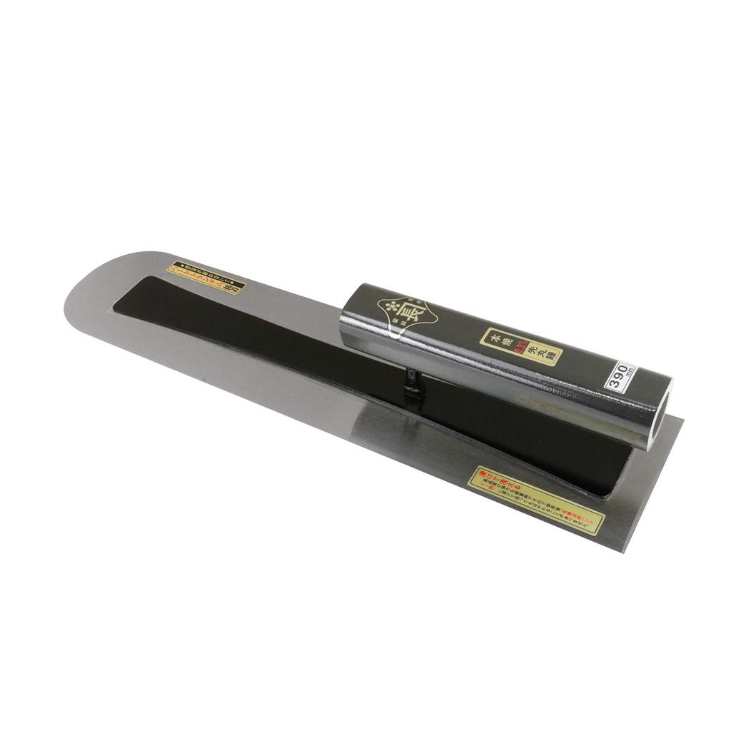 Kincho Round Trowel Genuine Thick Black Painted Square Handle 390mm Hard Trundum Adhesive 0.3mm