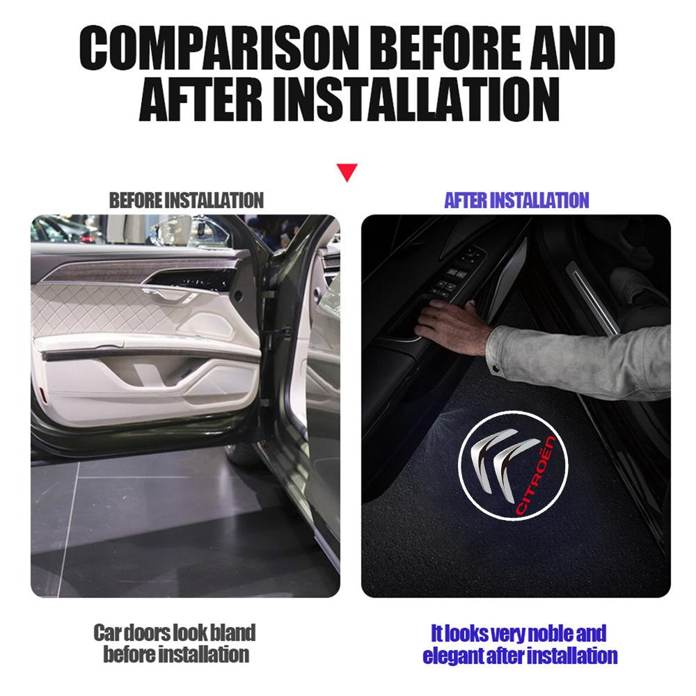 1/2pcsc Car Door Welcome Laser Led Projector Logo Light Wireless Car Accessorie For Citroen C4 C3 C5 C1 Berlingo Celysee Cactus