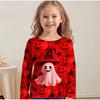 Kids Crew Neck Long Sleeve T‑Shirt, Fun Halloween 3D Print Casual Loose Halloween Party Daily Wear Tops for Children