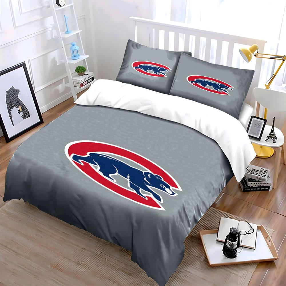 Bear and Red Letter "C" Logo Design Print Bedding Set Duvet Cover Pillowcases (1* Duvet Cover 2* Pillowcases Do Not Include Comforter)