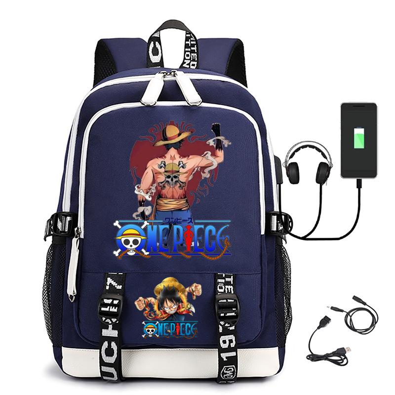 Хит продаж Рюкзак ONE PIECE Луффи с USB-зарядкой, большая вместимость