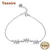 Tancise Fashion 925 Sterling Silver Bracelet for Women Leaf-shaped Zircon    Chain Bracelets Wedding Fine Jewelry Gift
