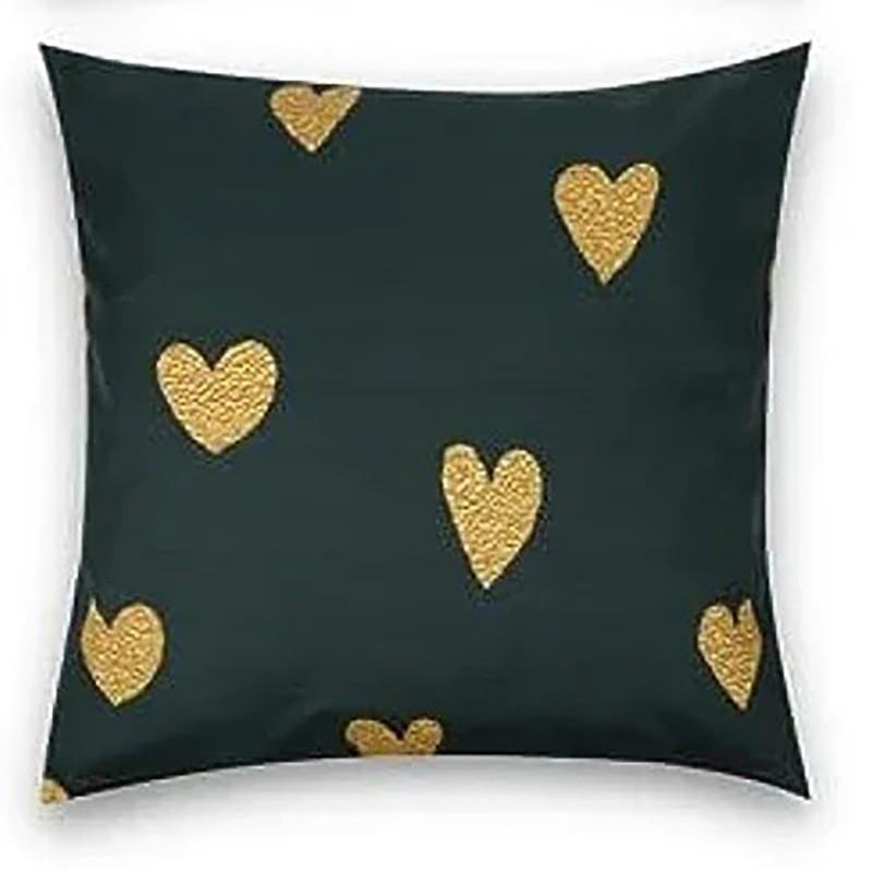 Golden Love And Hearts Pattern Pillow Covers Pattern Cushion Cover Suitable For Sofa Bedroom Car Pillow Cover
