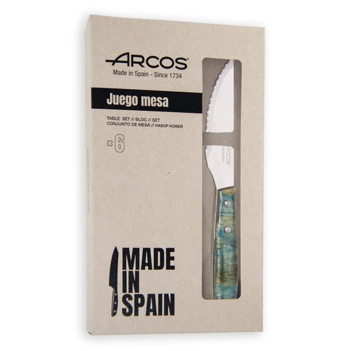 Couteaux à Steak - ARCOS - Forest - Set de 6 - Acier Inoxydable - Bois de Peuplier Compressé