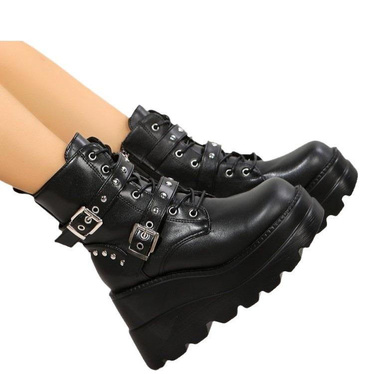 Ботинки Martin женские на покатом каблуке 2025 года, осень-зима, новые, на толстой подошве, большие модные короткие ботинки для женщин