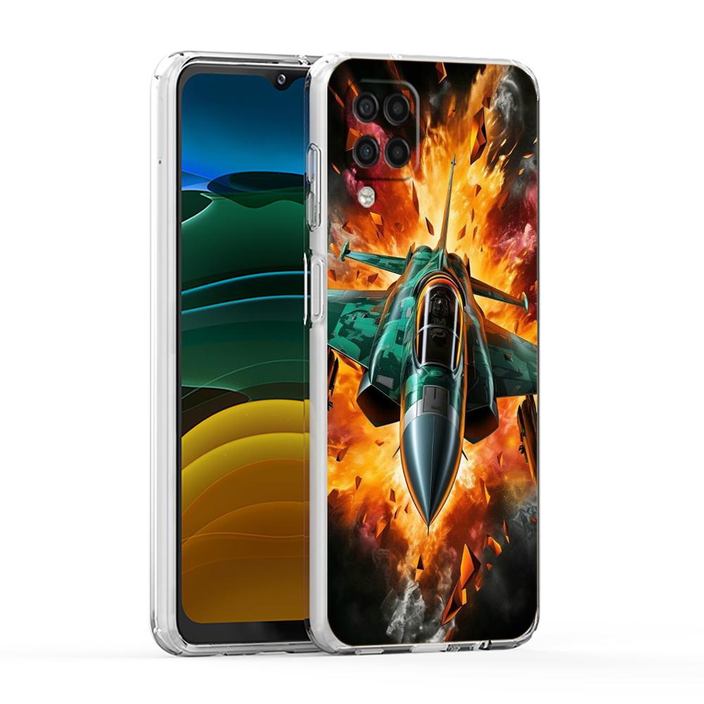 Soft TPU for Samsung Galaxy A13,A15,A22,A23,A25,A31,A32,A33,A35,A41,A51,A52,A53,A05,5G Transparent Phone Case Sky Jet Fighter