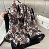 Ethnic Style Printed Imitation Silk Scarf Summer Fashion Exterior Shawl Thin Warm Air Conditioning Blanket Multifunction Sun Protection